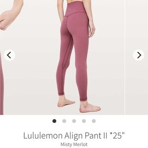 EUC align leggings, 25” length in Misty merlot!!!